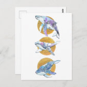 Whales Trio Fly Float und Dream B Postkarte (Vorne/Hinten)