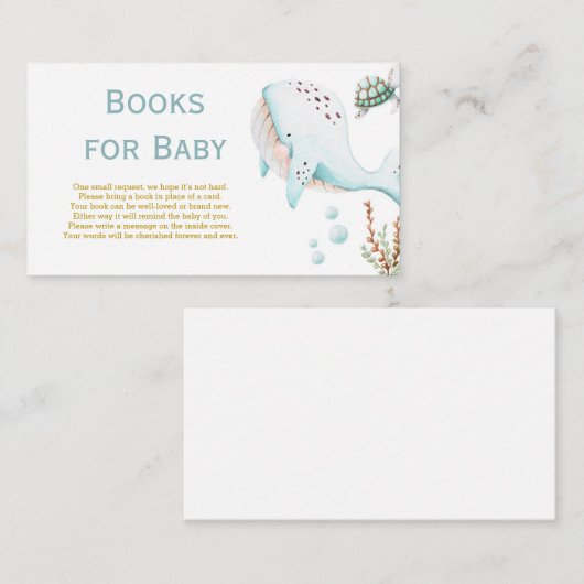 Whales Under the Sea Books for Baby Shower Begleitkarte (Vorne/Hinten)