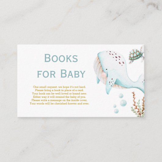 Whales Under the Sea Books for Baby Shower Begleitkarte (Vorderseite)