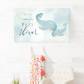 Whales Watercolor Blue Boy Baby Dusche Willkommen Banner (Insitu)