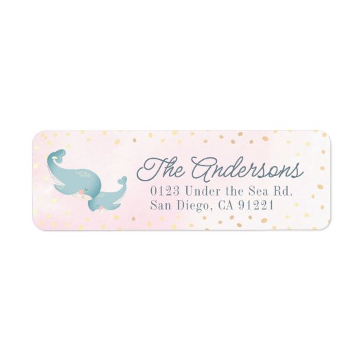 Whales Watercolor Pink Girl Baby Dusche (Vorne)