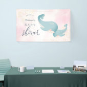 Whales Watercolor Pink Girl Baby Dusche Willkommen Banner (Messeveranstaltung)