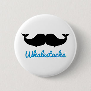 Whalestache Schnurrbartwale Button