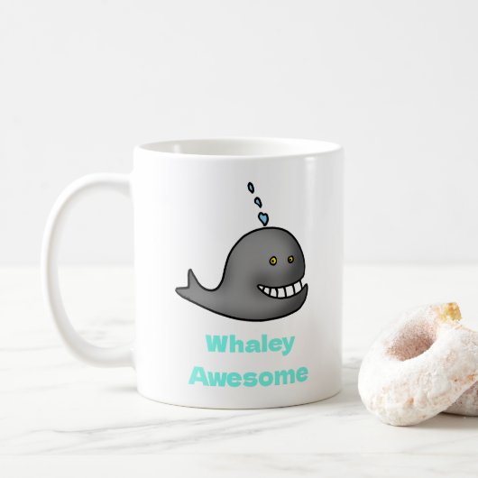 Whaley Awesome Funny Whale Pun Design Kaffeetasse (Mit Donut)