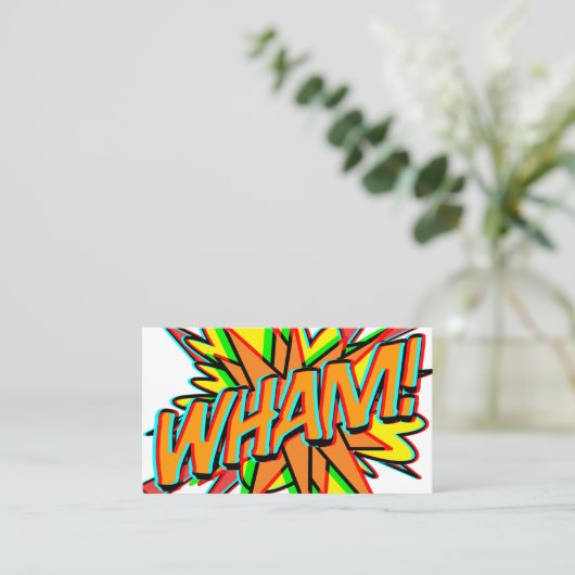WHAM 3D Fun Retro Comic Book Visitenkarte (Stehend Vorderseite)