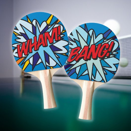 WHAM BANG Fun Retro Comic Pop Art Tischtennis Schläger
