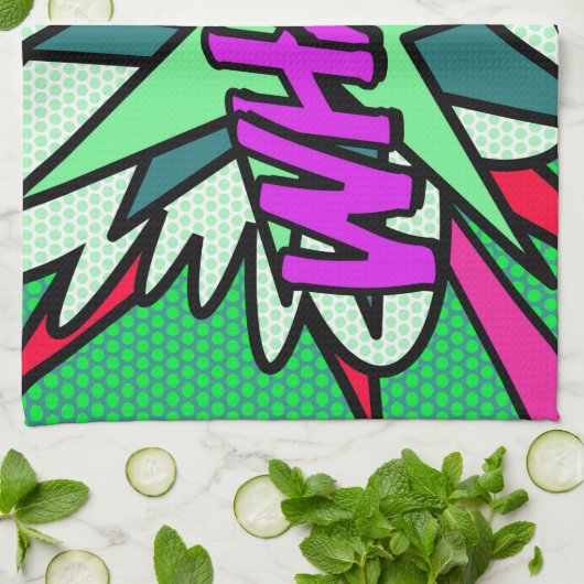 WHAM Comic Buch Cool Modern Geschirrtuch (Gefaltet)