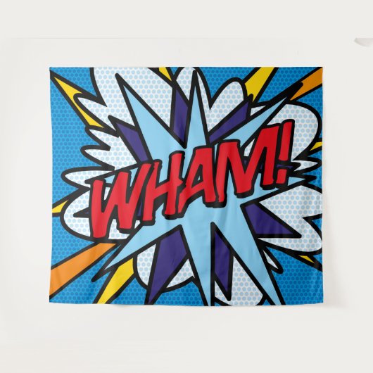 WHAM Cool Comic Book Pop Art Typografie Wandteppich (Vorderseite (Horizontal))