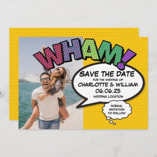 WHAM Foto Save the Date Fun Retro Comic Book (Vorne/Hinten)