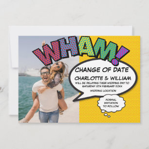WHAM Foto Terminänderung verschoben Comic Buch Save The Date