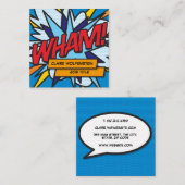 WHAM Fun Retro Comic Book Quadratische Visitenkarte (Vorne/Hinten)