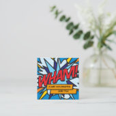 WHAM Fun Retro Comic Book Quadratische Visitenkarte (Stehend Vorderseite)