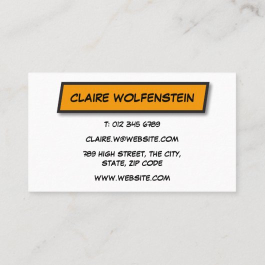 WHAM Fun Retro Comic Book Visitenkarte (Rückseite)