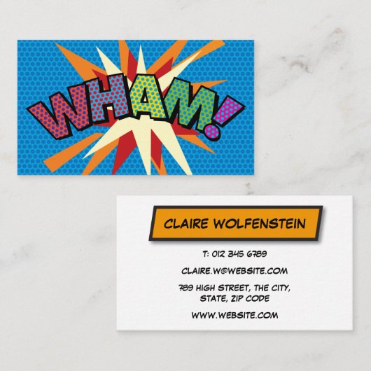 WHAM Fun Retro Comic Book Visitenkarte (Vorne/Hinten)
