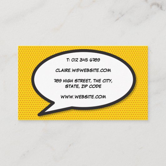 WHAM Fun Retro Comic Book Visitenkarte (Rückseite)