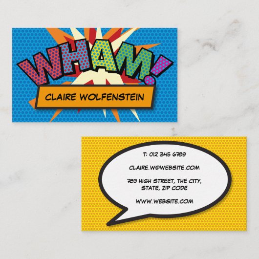WHAM Fun Retro Comic Book Visitenkarte (Vorne/Hinten)