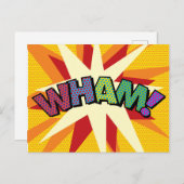 WHAM Fun Retro Comic Pop Kunst Ankündigungspostkarte (Vorne/Hinten)