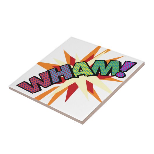 WHAM Fun Retro Comic Pop Kunst Fliese (Seite)