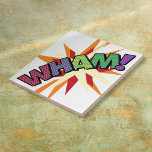 WHAM Fun Retro Comic Pop Kunst Fliese<br><div class="desc">Fun trendiger Superheld-Comic buchen Pop Keramik Fliesen, die sicher einen Glanz Farbe in jedem Zimmer in Ihrem Zuhause oder Büro. Ideal, um sich selbst oder jemanden, den Sie kennen, mit diesen coolen, einzigartigen Comic con Designer Keramik Fliesen zu Leckerei. Fügen Sie ein paar zap pow und weinend in Ihren Tag!...</div>