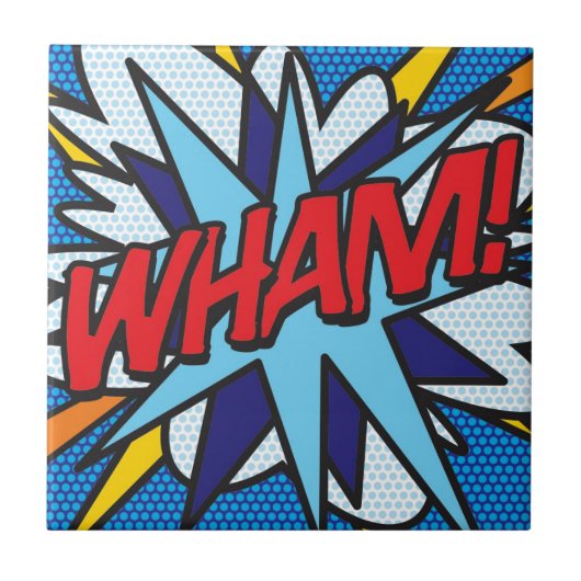 WHAM Fun Retro Comic Pop Kunst Fliese (Vorderseite)