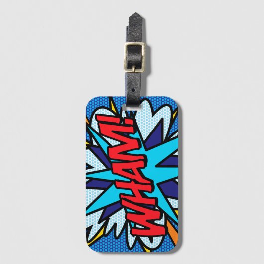 WHAM Fun Retro Comic Pop Kunst Gepäckanhänger (Vorderseite Vertikal)