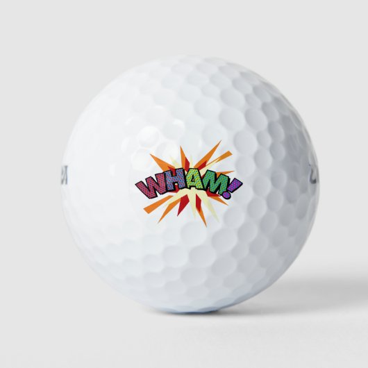 WHAM Fun Retro Comic Pop Kunst Golfball (Vorderseite)
