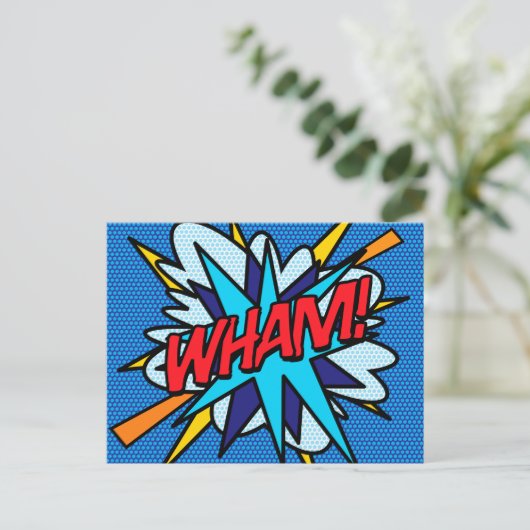 WHAM Fun Retro Comic Pop Kunst Postkarte (Stehend Vorderseite)