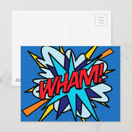 WHAM Fun Retro Comic Pop Kunst Postkarte (Vorne/Hinten)