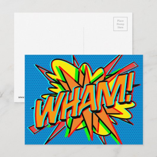 WHAM Fun Retro Comic Pop Kunst Postkarte (Vorne/Hinten)