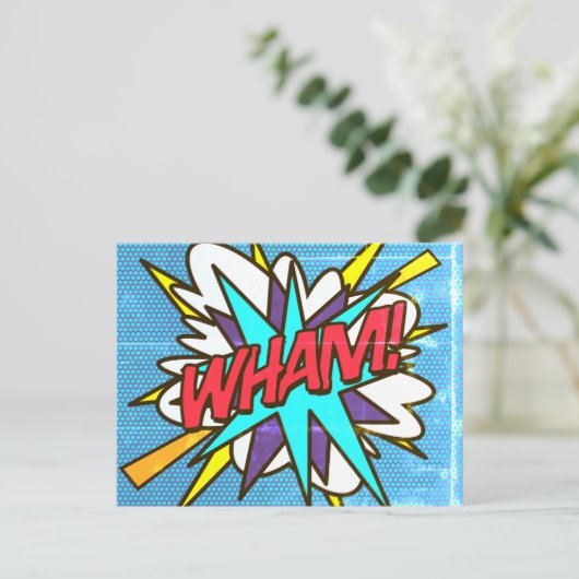 WHAM Fun Retro Comic Pop Kunst Postkarte (Stehend Vorderseite)