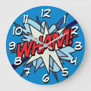 WHAM Lustige moderne Comic-Book-Typografie Große Wanduhr