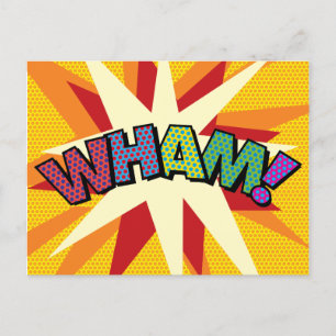 WHAM Lustige Retro-Comic-Book-Pop-Art Ankündigungspostkarte
