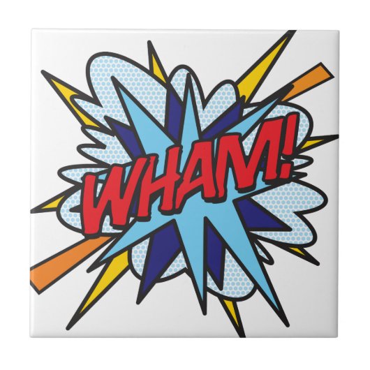 WHAM Lustige Retro-Comic-Book-Pop-Art Fliese (Vorderseite)