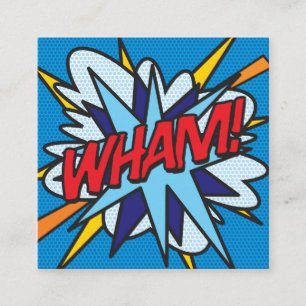 WHAM Lustiges Retro-Comicbook Quadratische Visitenkarte