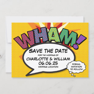 WHAM Rettet das Datum Spaß Retro-Comic- Pop-Art Save The Date