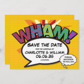 WHAM Save the Date Fun Retro Comic Pop Kunst Einladung (Vorne/Hinten)