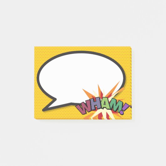 WHAM Speech Bubble Fun Modernes Comic Buch Post-it Klebezettel (Vorderseite)