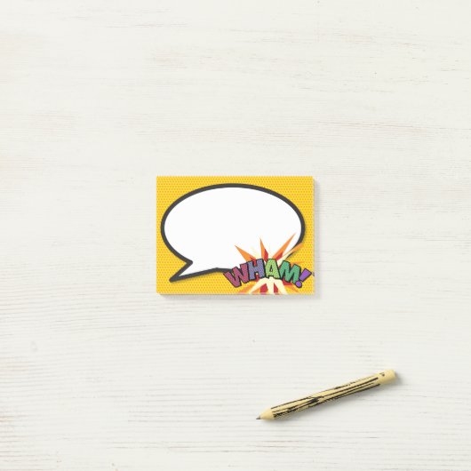 WHAM Speech Bubble Fun Modernes Comic Buch Post-it Klebezettel (Auf Schreibtisch)