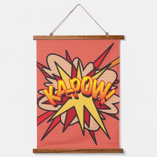 WHAM ZAP KAPOW Comic Book Modern Wandteppich Mit Holzrahmen (Vorderseite 3)
