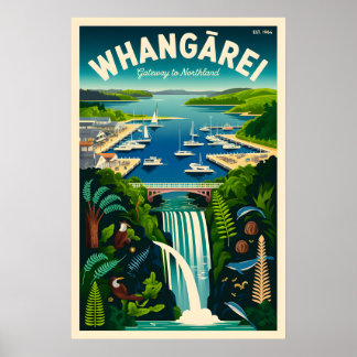 Whangārei Neuseeland Retro-Reiseposter-Kunst Poster