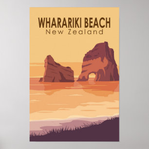 Wharariki Beach Neuseeland Reise Vintage Kunst Poster