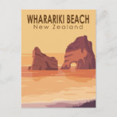 Wharariki Beach Neuseeland Vintage Art Postkarte (Vorderseite)