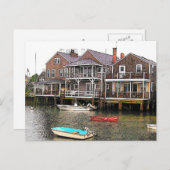 Wharf-Hütten - VINTAGER Blick Postkarte (Vorne/Hinten)