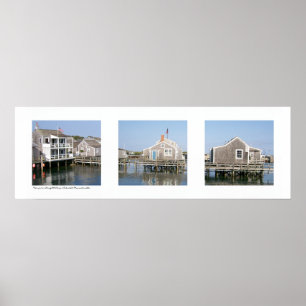Wharf Scene Nantucket, Massachusetts Triptych Poster