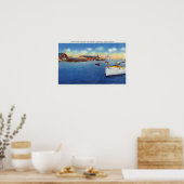 Wharf-Szene mit dem Skipper-Schiff Poster (Küche)