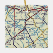 Wharton TX Vintag Map Keramikornament (Vorderseite)