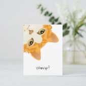 Whas up Orange Upside Down Cat Einladung (Stehend Vorderseite)