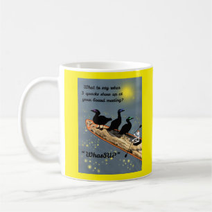 "WhasSUP" mit Enten auf der SUP-Tafel Kaffeetasse