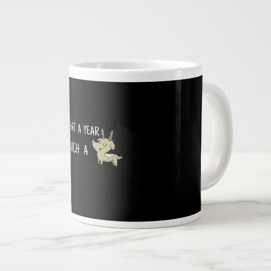 What A Fun Deer Moment Retro Style Jumbo-Tasse (Vorderseite Rechts)