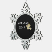 What A Fun Deer Moment Retro Style Schneeflocken Zinn-Ornament (Rechts)